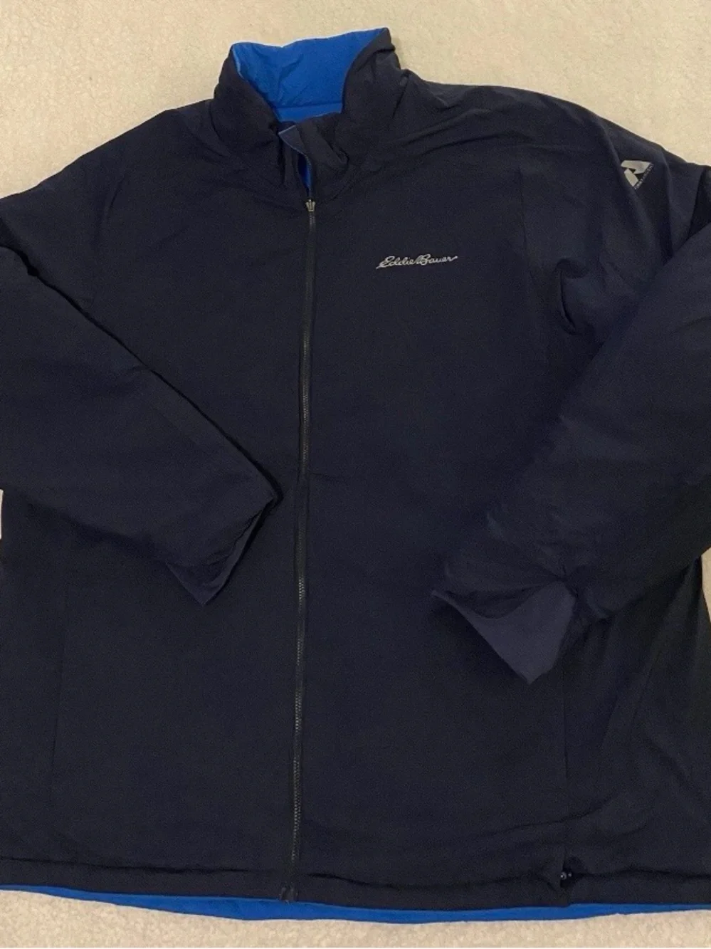 Eddie Bauer First Ascent Jacket Mens 2XL Blue Reversible Puffer Full Zip Outdoor